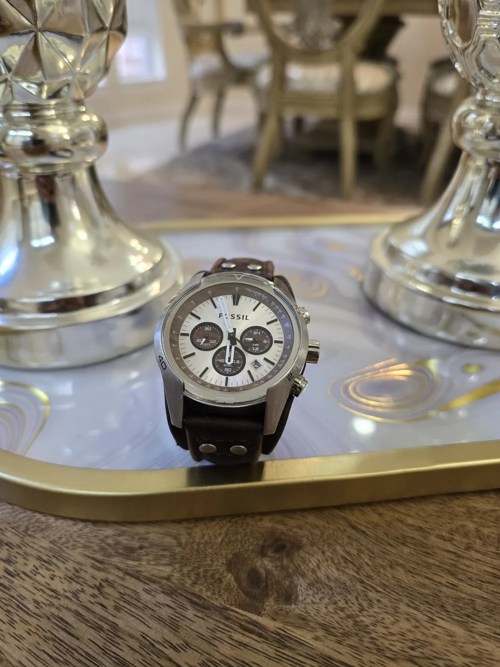 Fossil Men's Brown Leather Chronograph Watch